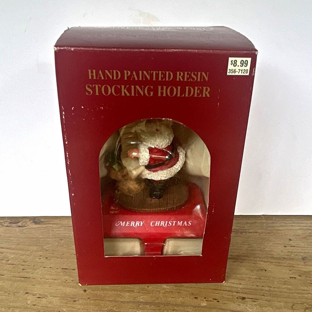 Vintage 1997 Santa’s Workbench Checking List Christmas Stocking Holder NIB